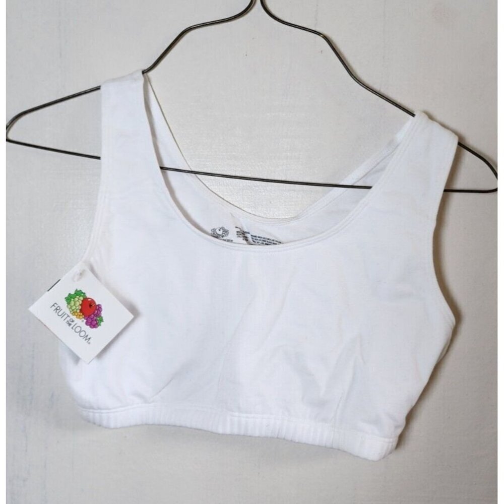 New Fruit of the Loom Women's White Wide Strap Sheer Sports Bra Size 36